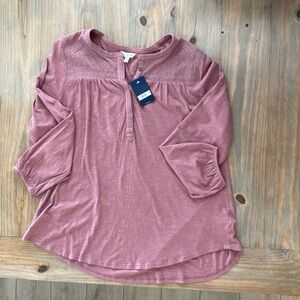 Lucky Brand long sleeve embroidered top pink shirt. Size XL.
